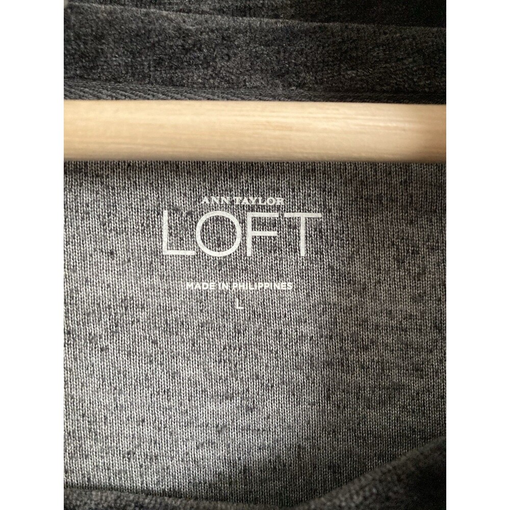LOFT Ann Taylor Bundle of Tops LARGE Velour Cowl Neck & Open Knit Sweater Gray - Picture 5 of 16